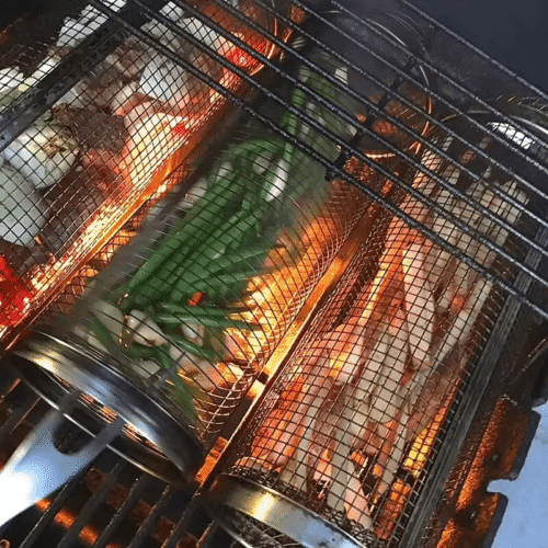 (30 * 9cm Rolling Grilling Basket,Nestendes Rollendes Grillkorb, Zylindrischer Grillkorb für Abendessen), Picknick,Camping,Grill - Image 3