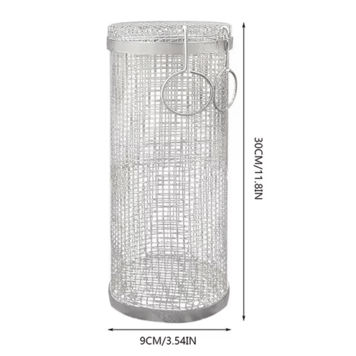 (30 * 9cm Rolling Grilling Basket,Nestendes Rollendes Grillkorb, Zylindrischer Grillkorb für Abendessen), Picknick,Camping,Grill - Image 6