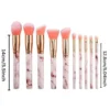 Make-up-Pinsel-Set Marmor-Optik, 10 Stück
