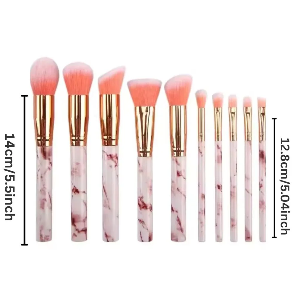 Make-up-Pinsel-Set Marmor-Optik, 10 Stück