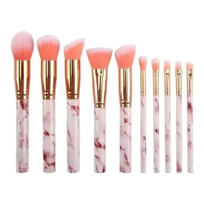 Make-up-Pinsel-Set Marmor-Optik, 10 Stück