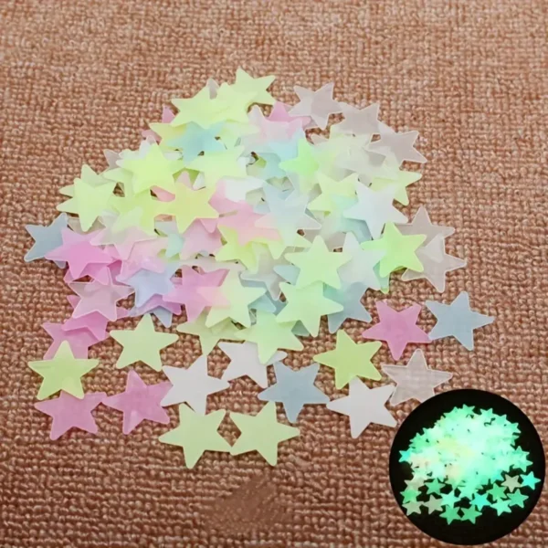 Glow-in-the-Dark Star Wall Stickers, 100 Pieces
