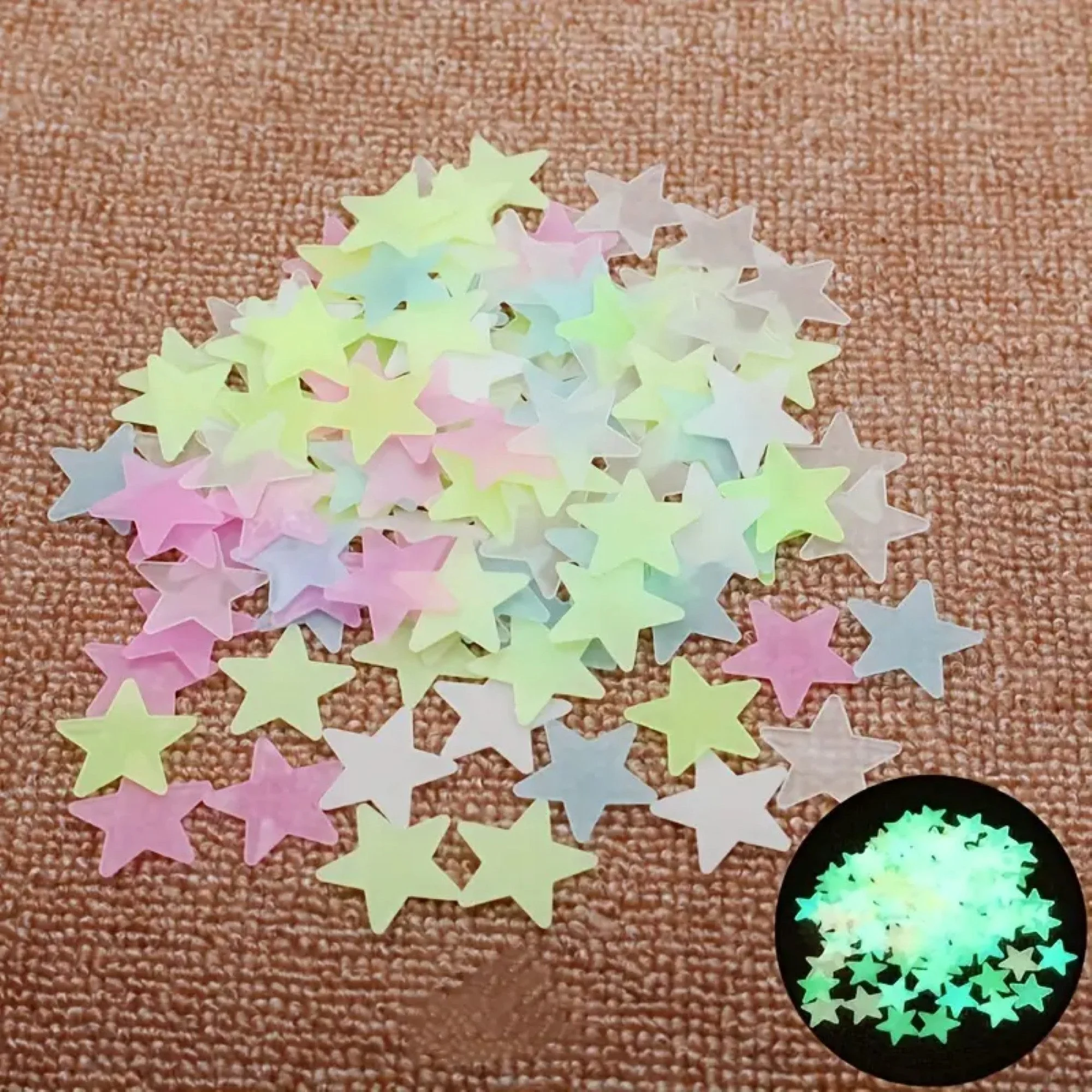 Glow-in-the-Dark Star Wall Stickers, 100 Pieces