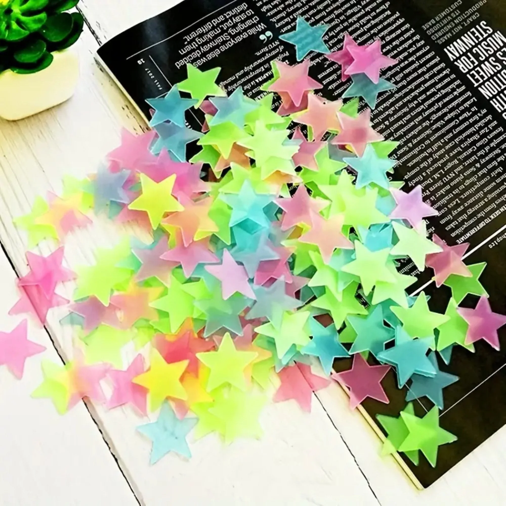 Glow-in-the-Dark Star Wall Stickers, 100 Pieces