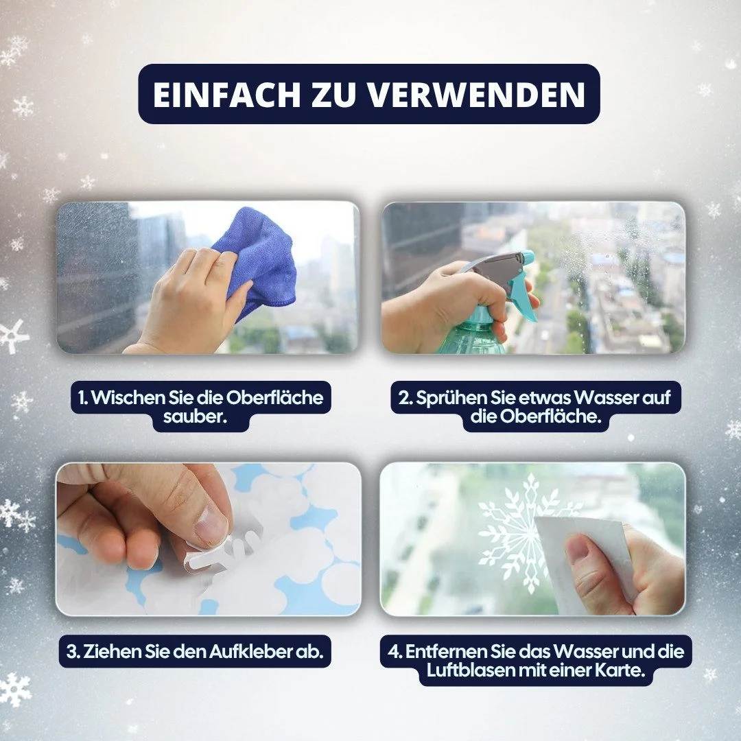 Fenstersticker-Set Weihnachten mit Schneeflocken & Weihnachtsmann