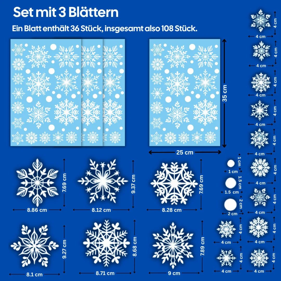 Fenstersticker-Set Weihnachten mit Schneeflocken & Weihnachtsmann