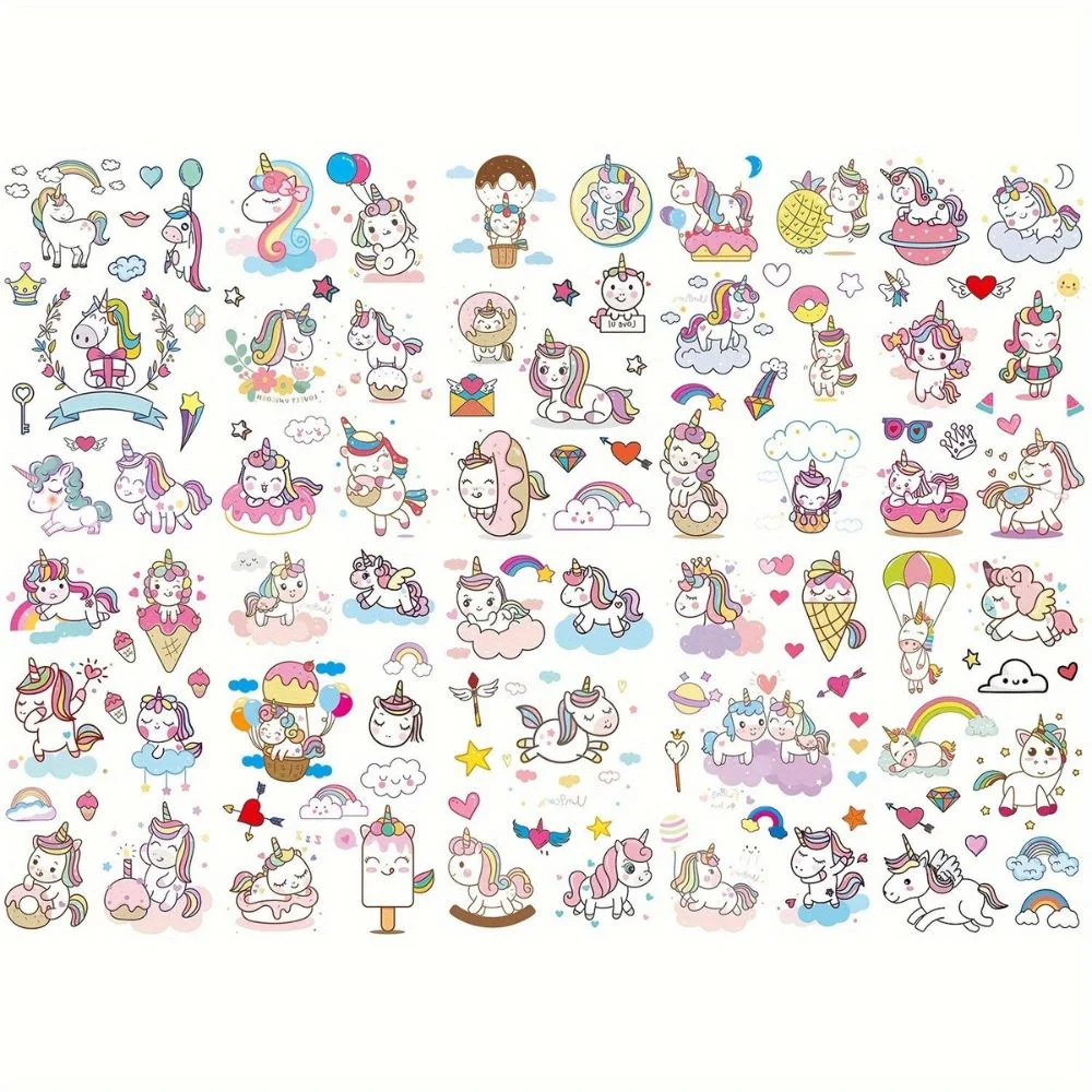 Kindertattoo Einhorn Tattoos Mädchen,10 Blätter,270 Einhorn Tattoo Kinder