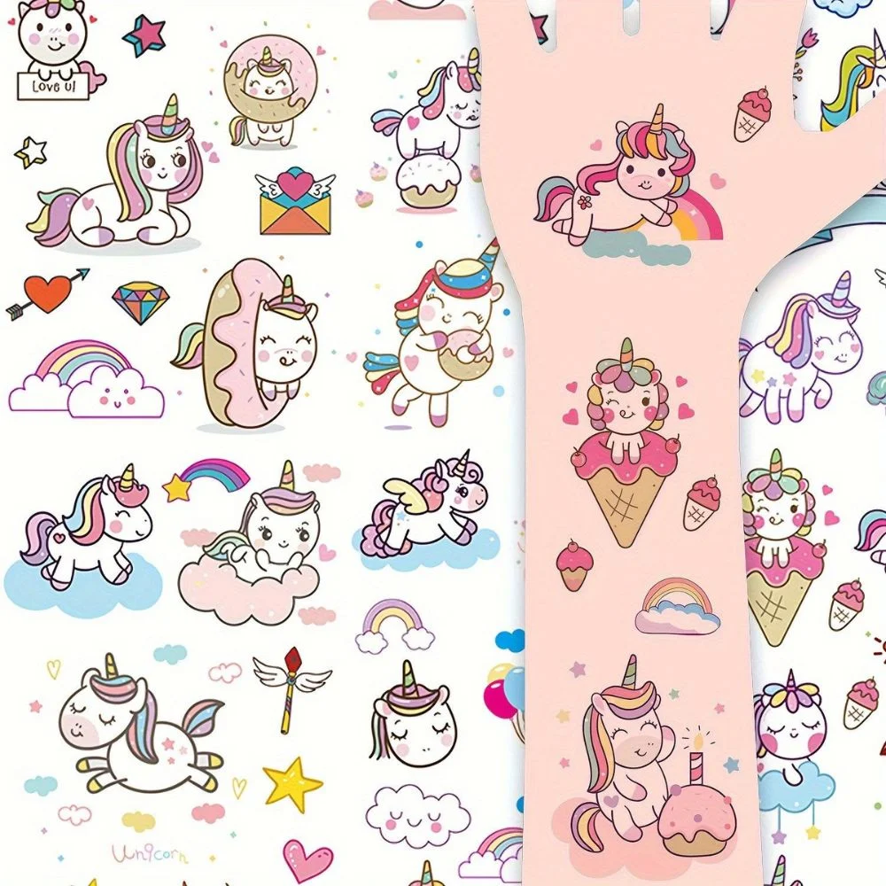 Kindertattoo Einhorn Tattoos Mädchen,10 Blätter,270 Einhorn Tattoo Kinder