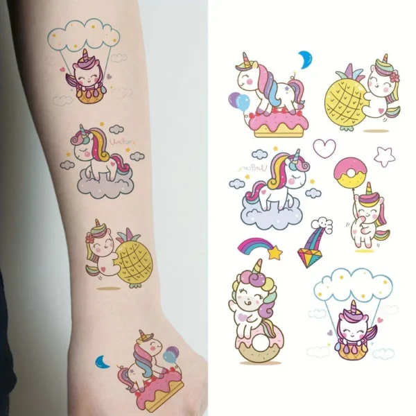 Kindertattoo Einhorn Tattoos Mädchen,10 Blätter,270 Einhorn Tattoo Kinder