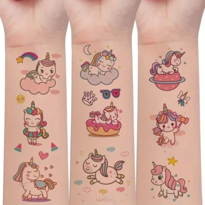 Temporary Unicorn Tattoos for Kids, 10 Sheets