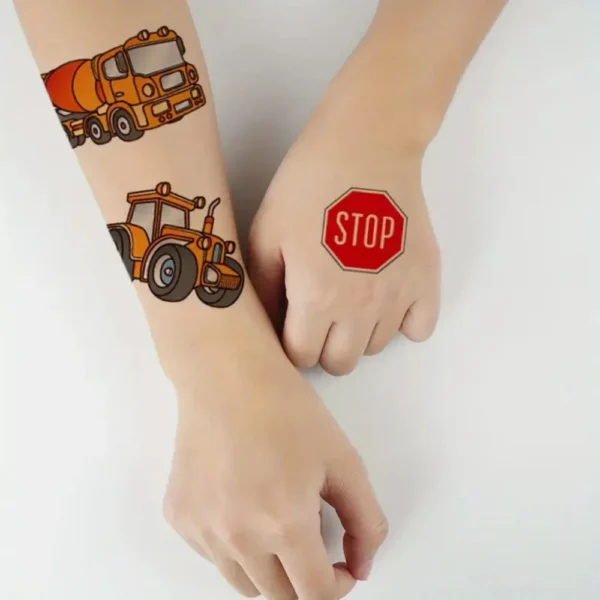 Kindertattoo Temporäre Tattoos mit Bagger für Jungen