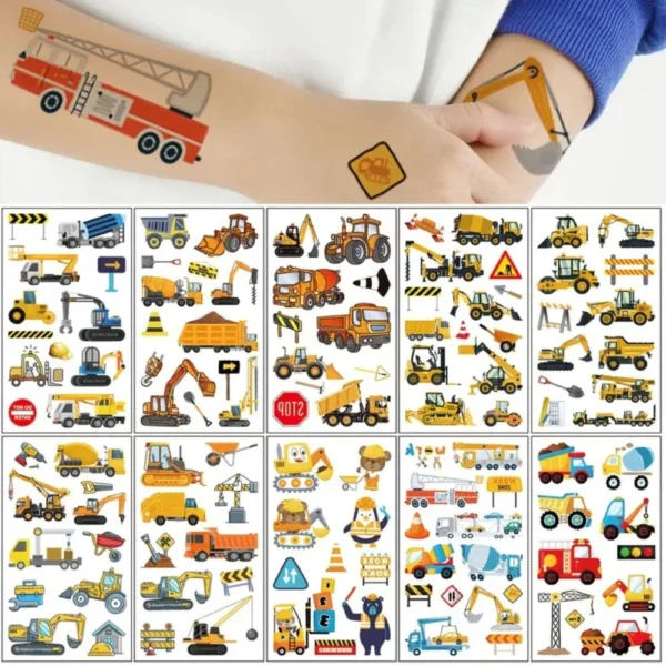 Kindertattoo Temporäre Tattoos mit Bagger für Jungen