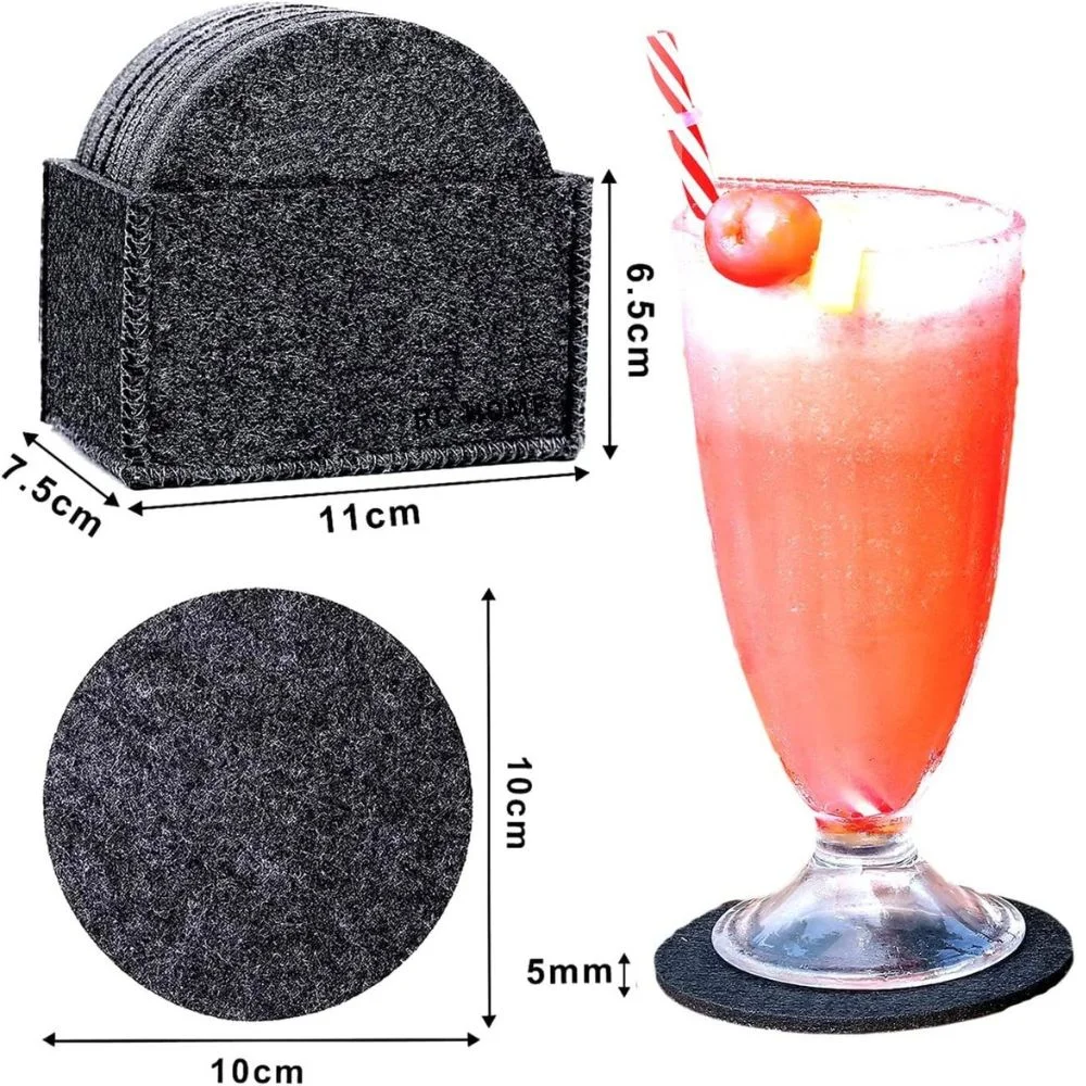 Felt Coasters, Set of 14 with Box, Black