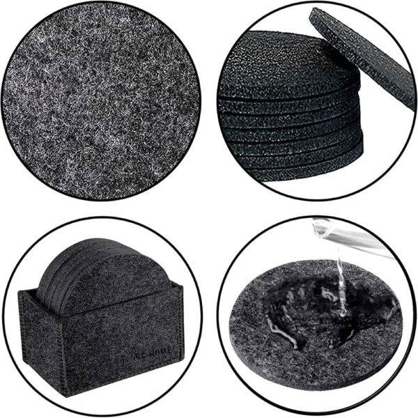 Felt Coasters, Set of 14 with Box, Black
