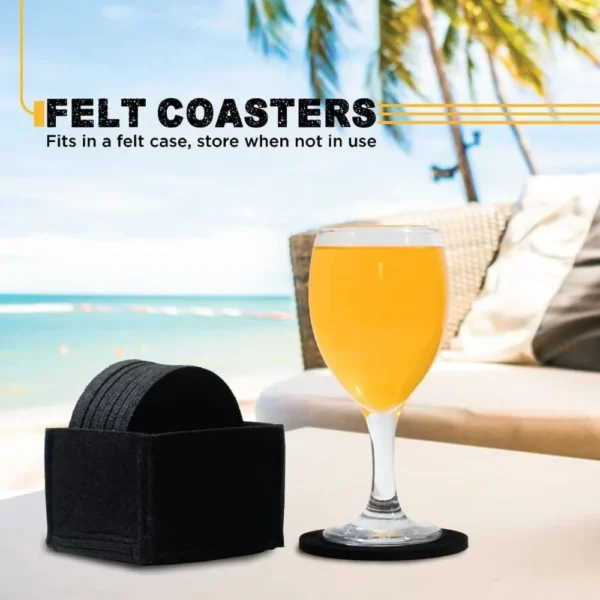 Felt Coasters, Set of 14 with Box, Black