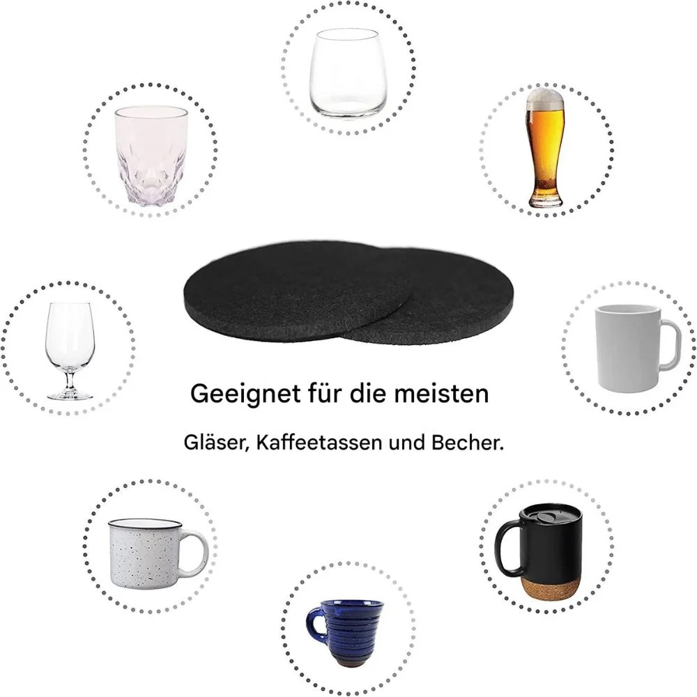 Felt Coasters, Set of 14 with Box, Black