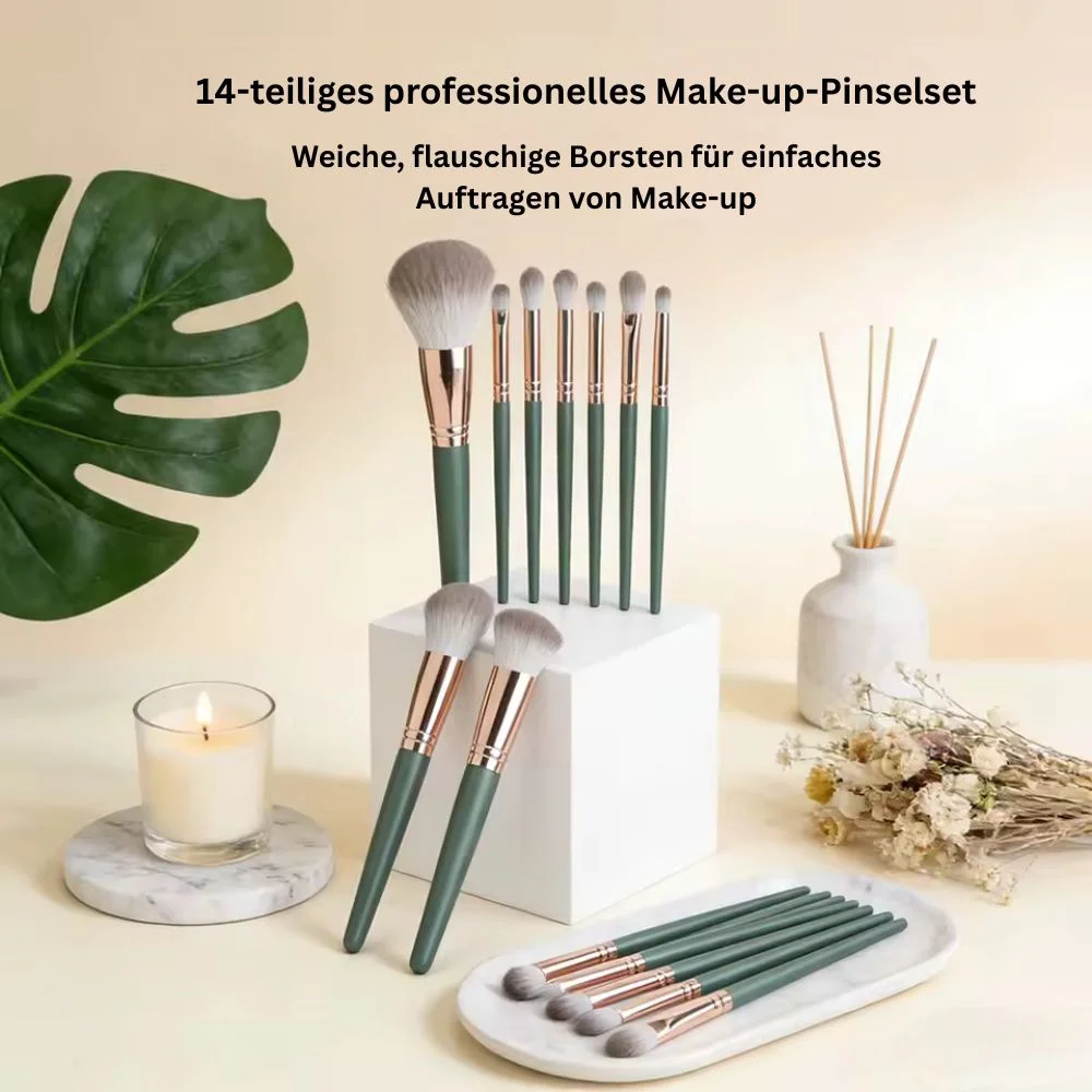 Montegoni Make-up Pinsel Set 14-teilig – weiche Nylonborsten, leichte Griffe