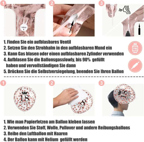 Geburtstagsdeko-Set 18 Roségold