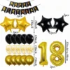 18th Birthday Decoration, Black & Gold