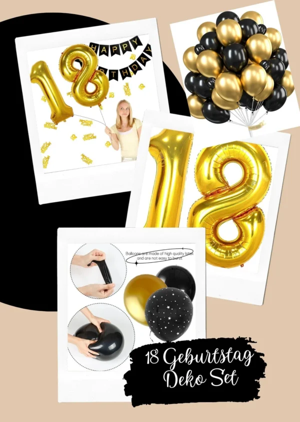 18th Birthday Decoration, Black & Gold