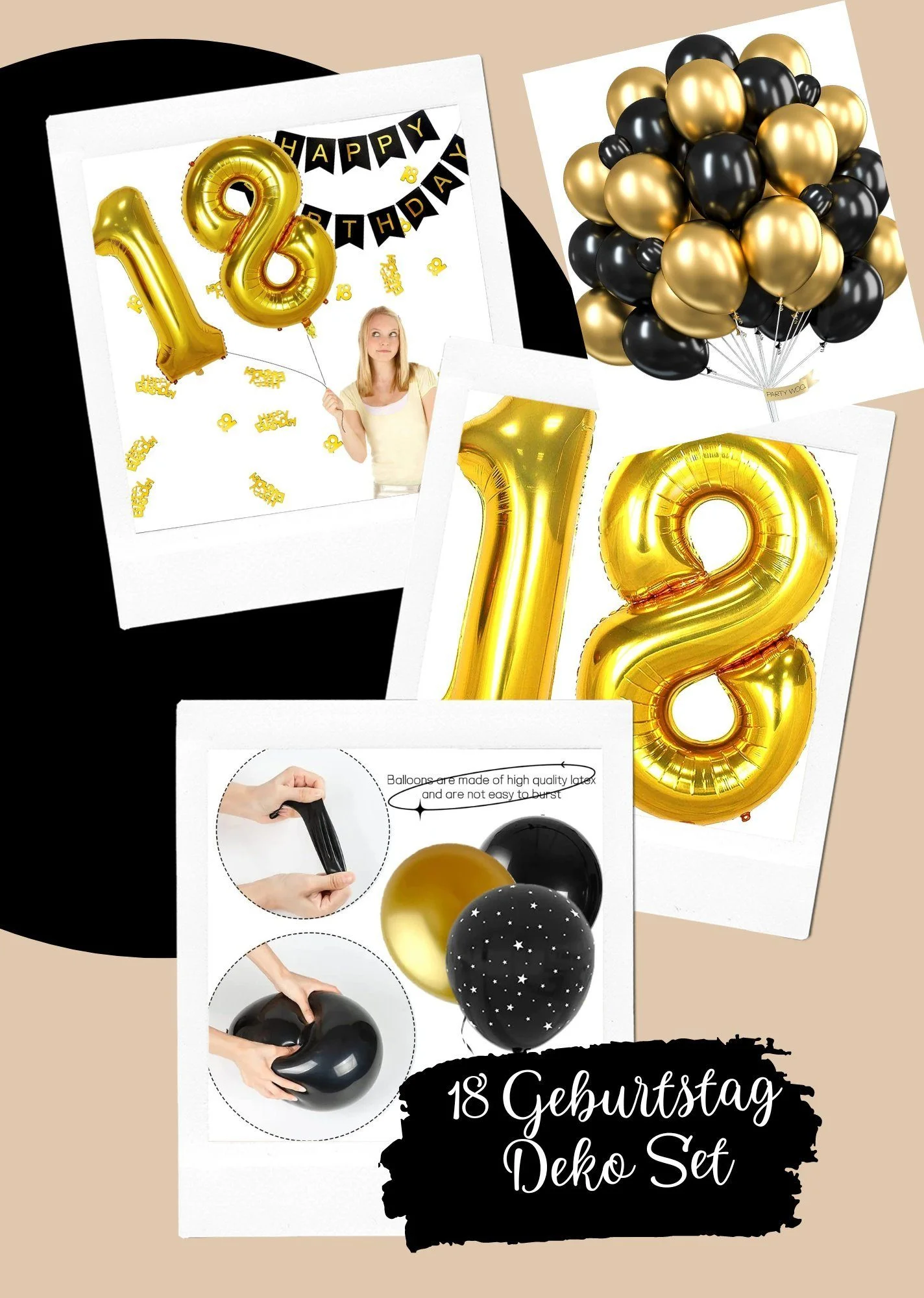 18th Birthday Decoration, Black & Gold