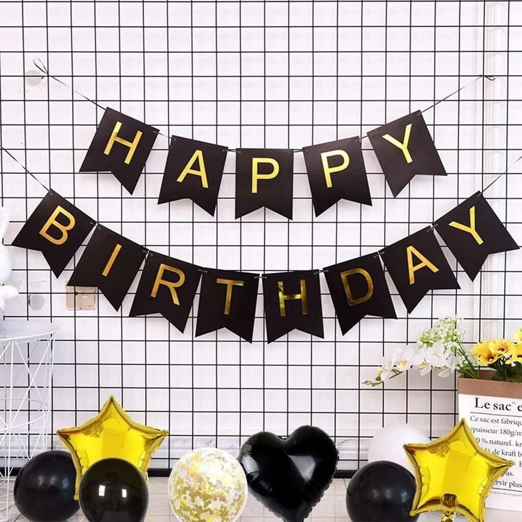 18th Birthday Decoration, Black & Gold