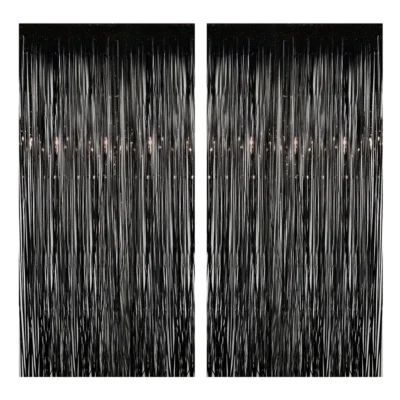 Lametta-Vorhang Schwarz, 2er-Set