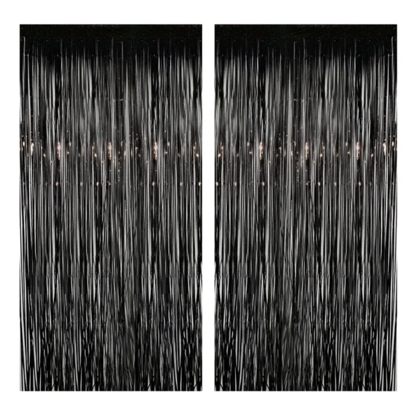 Lametta-Vorhang Schwarz, 2er-Set