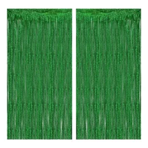 Tinsel Curtain Green, Set of 2