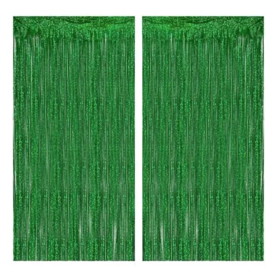 Tinsel Curtain Green, Set of 2