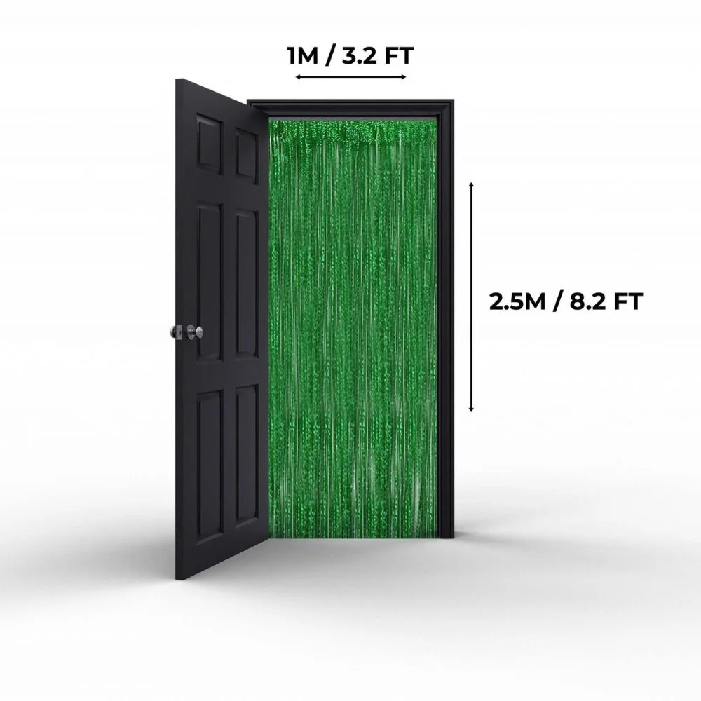 Tinsel Curtain Green, Set of 2