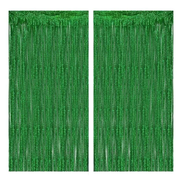 Tinsel Curtain Green, Set of 2