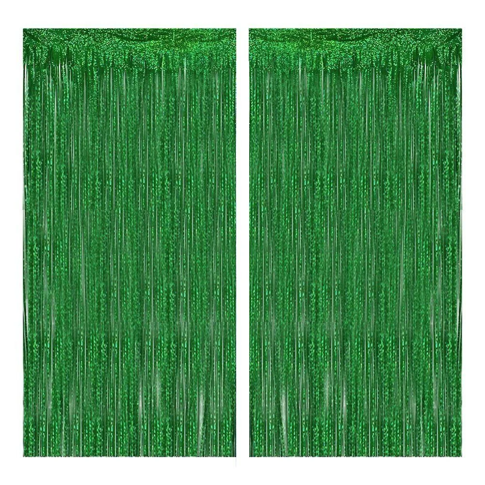 Tinsel Curtain Green, Set of 2