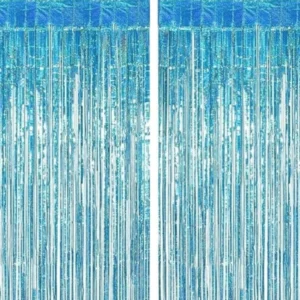 Lametta-Vorhang Hellblau, 2er-Set