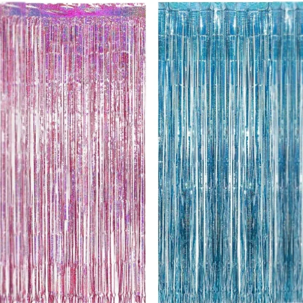Lametta-Vorhang Rosa-Blau, 2er-Set