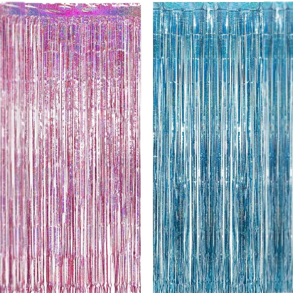 Lametta-Vorhang Rosa-Blau, 2er-Set