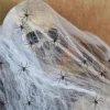 Halloween-Spinnennetz 200 g mit 60 Spinnen, Weiß