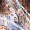 Halloween-Spinnennetz 200 g mit 60 Spinnen, Weiß