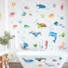 Underwater World Wall Stickers with Octopus, Turtle & Fish, 4 Sheets of 21 × 30 cm
