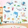 Underwater World Wall Stickers with Octopus, Turtle & Fish, 4 Sheets of 21 × 30 cm