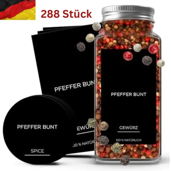 Etiketten 288 Stück, rund & rechteckig, Schwarz