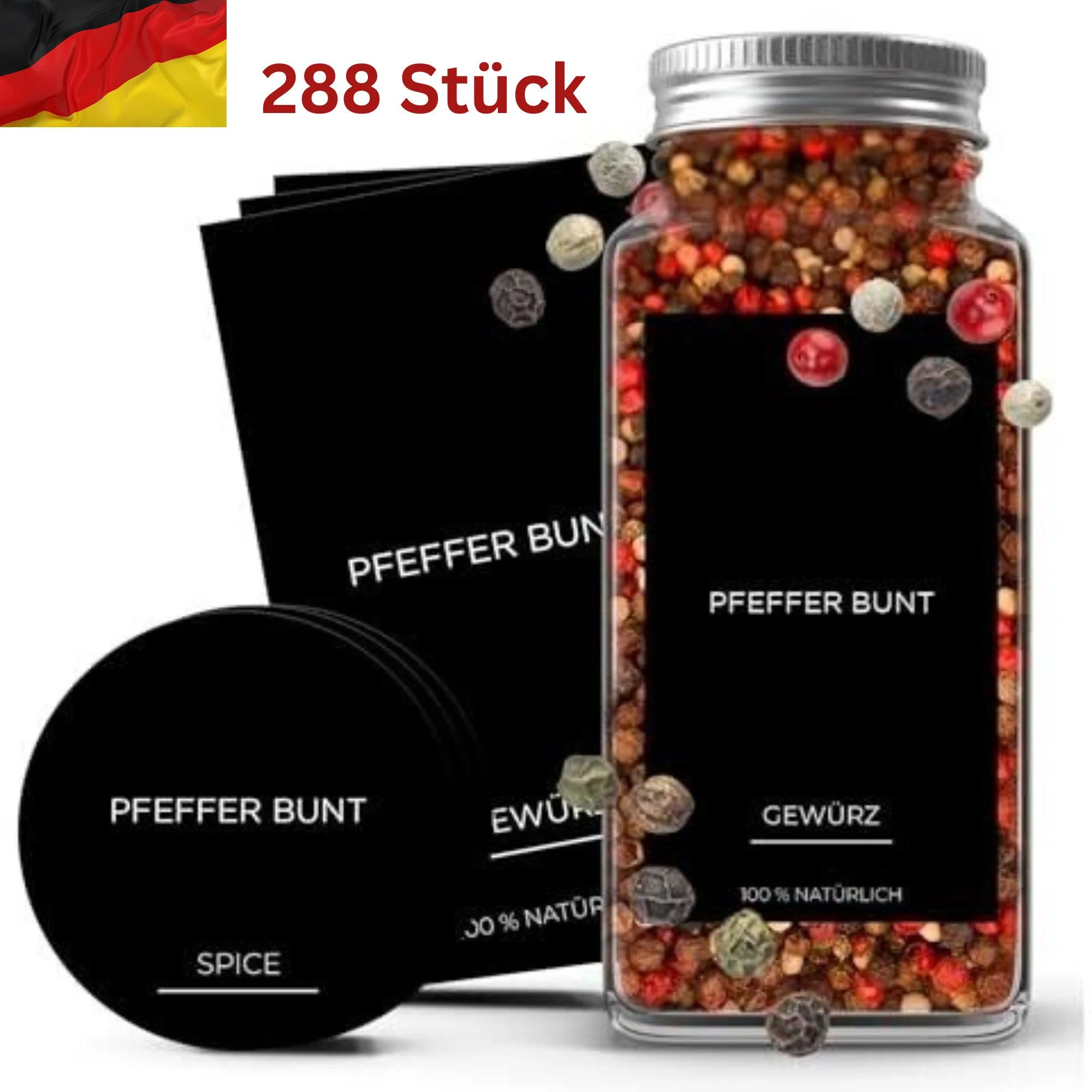 Etiketten 288 Stück, rund & rechteckig, Schwarz
