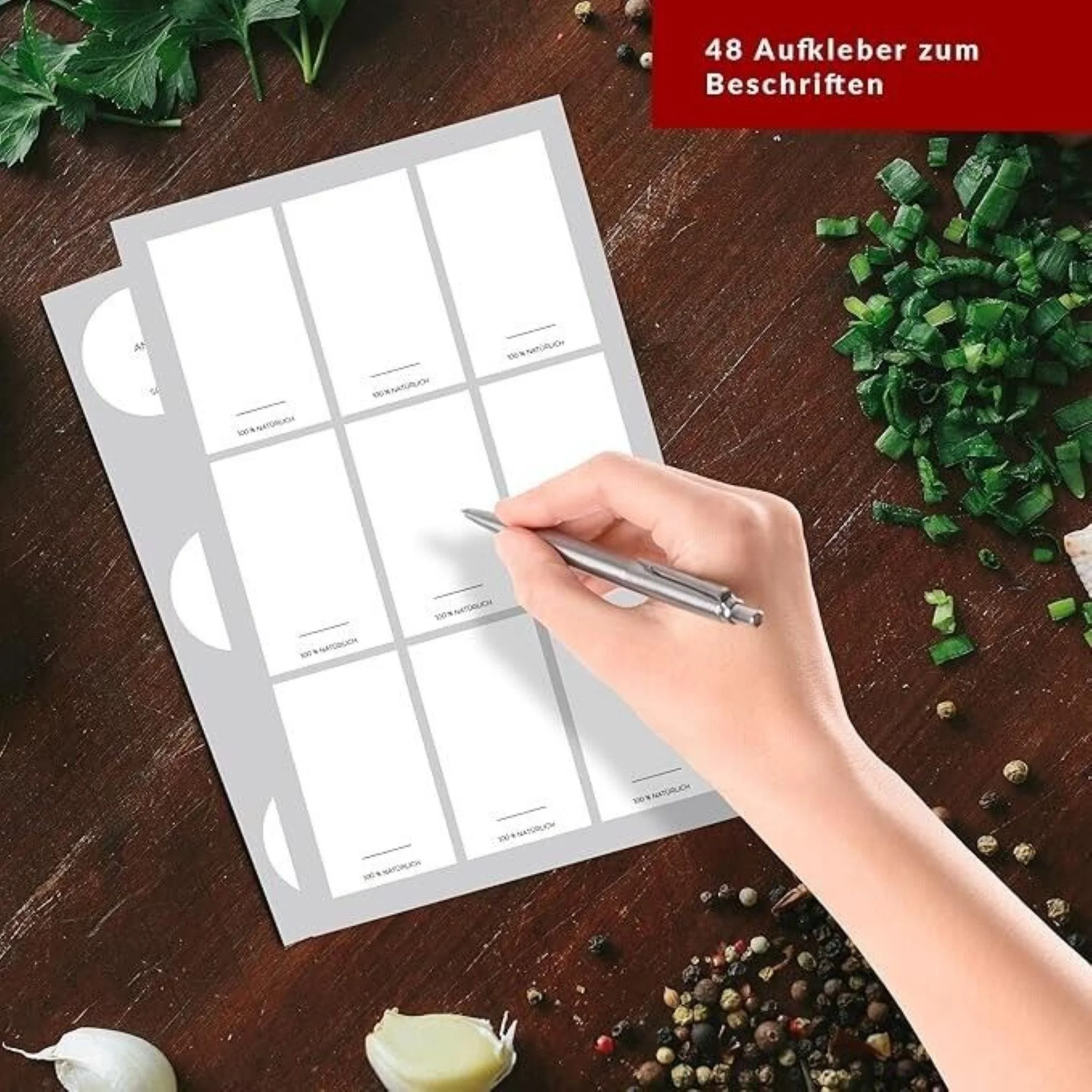 288 self-adhesive labels, round and rectangular spice stickers