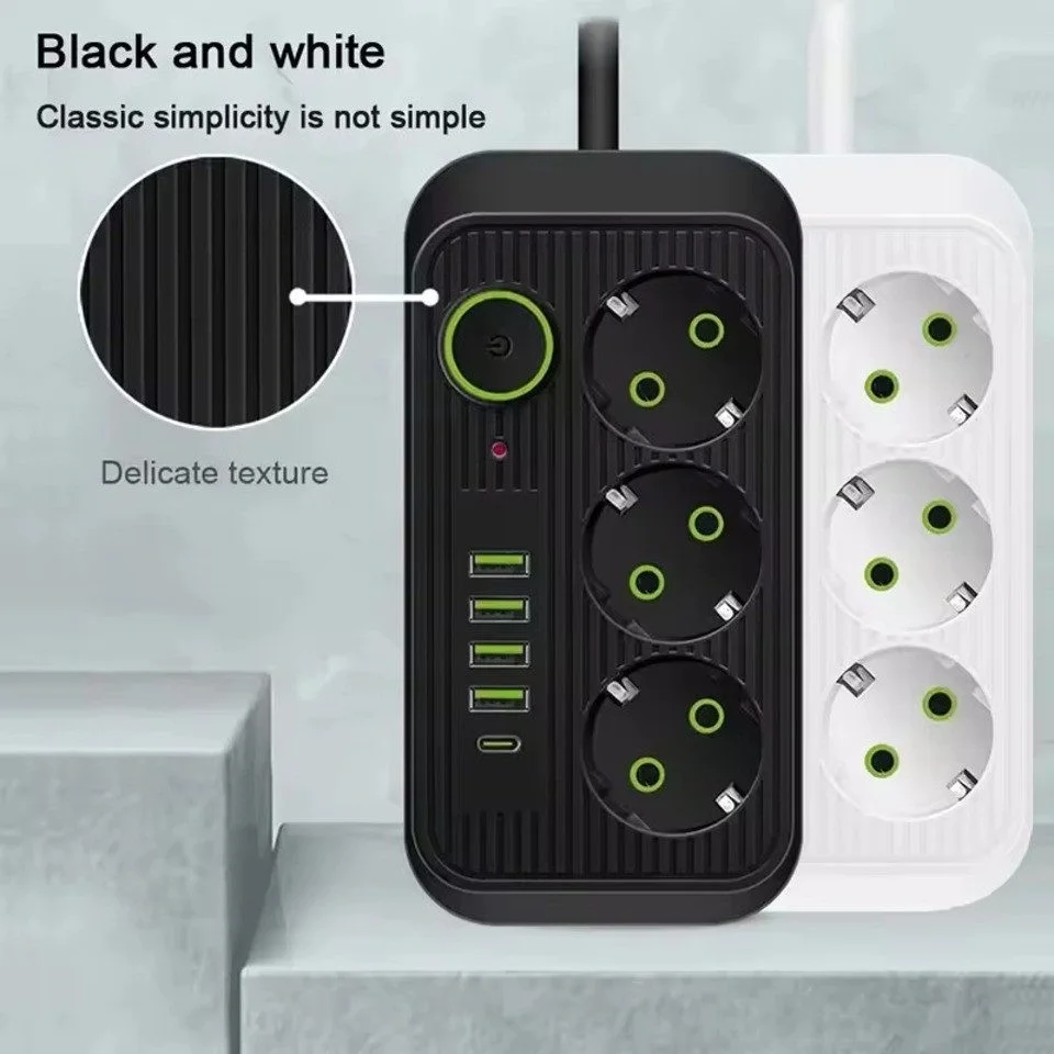 Steckdosenleiste 3-fach mit 2 m Kabel, Schwarz