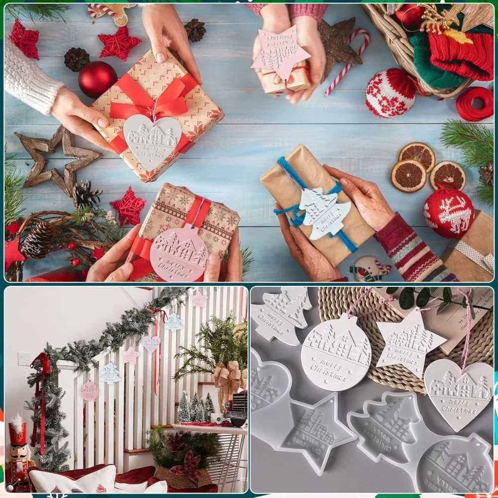 Montegoni Silikon-Gießform Weihnachten Herz & Stern – mit „Merry Christmas“