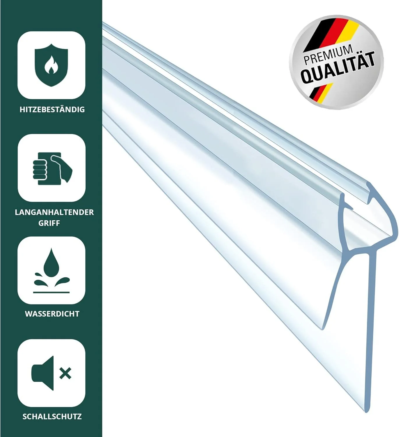 PVC Shower Seal, Pack of 2, 100 cm, for 6–8 mm Glass