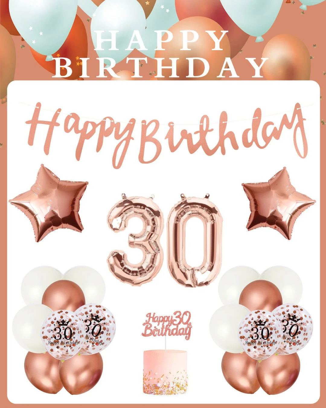 Geburtstagsdeko-Set 30 Roségold
