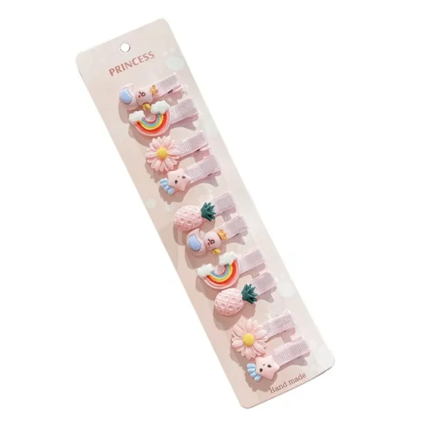 Girls' Hair Clips with Flowers & Fruits, 30 Pieces