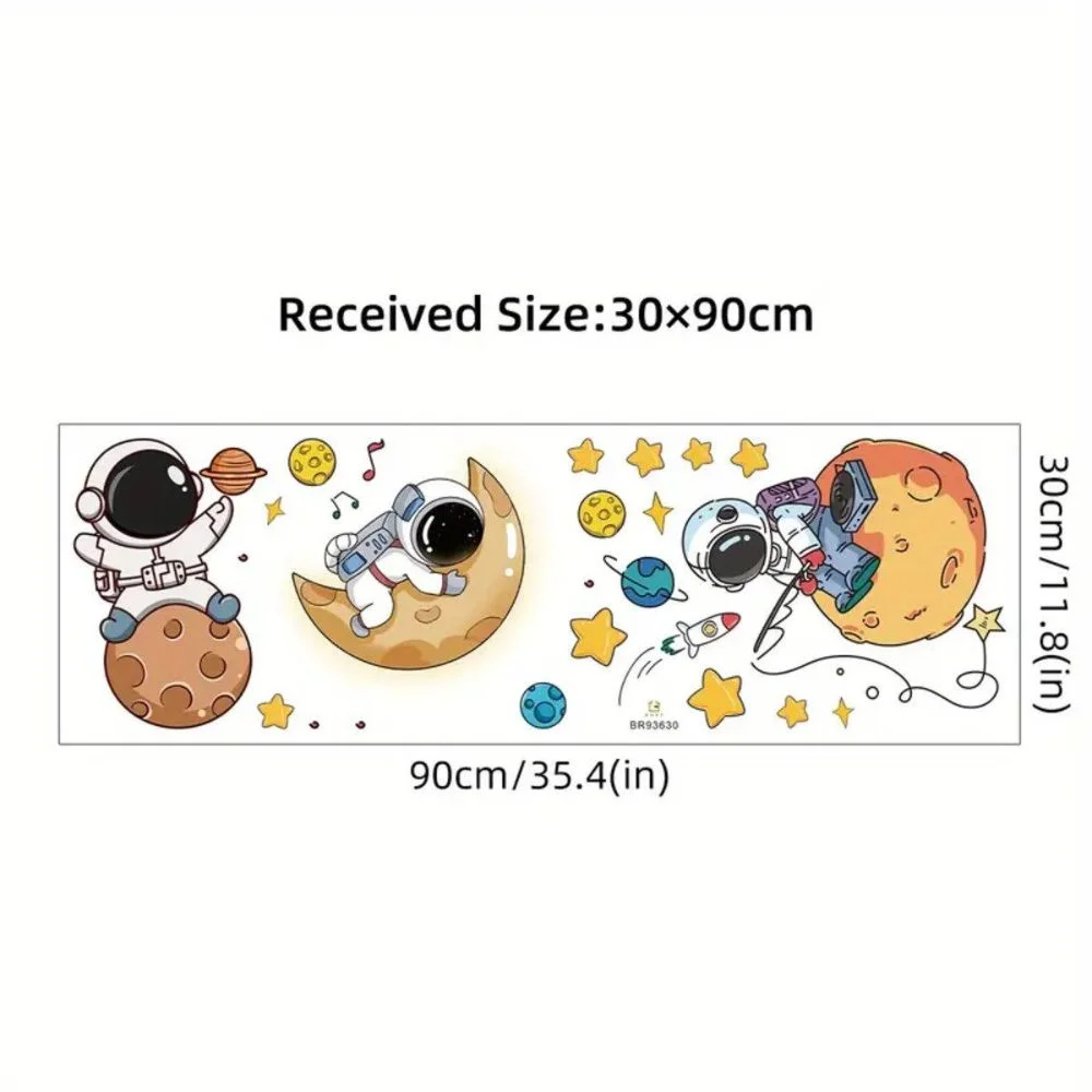 Astronauts on the Moon with Planets & Stars Wall Stickers