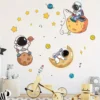 Astronauts on the Moon with Planets & Stars Wall Stickers